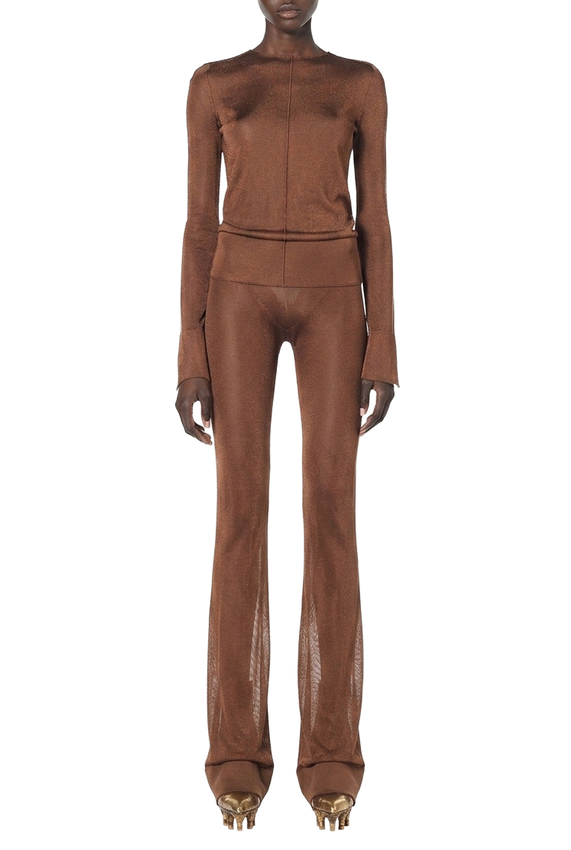 Pantalon JPG x Lotta Volkova évasé - Brown