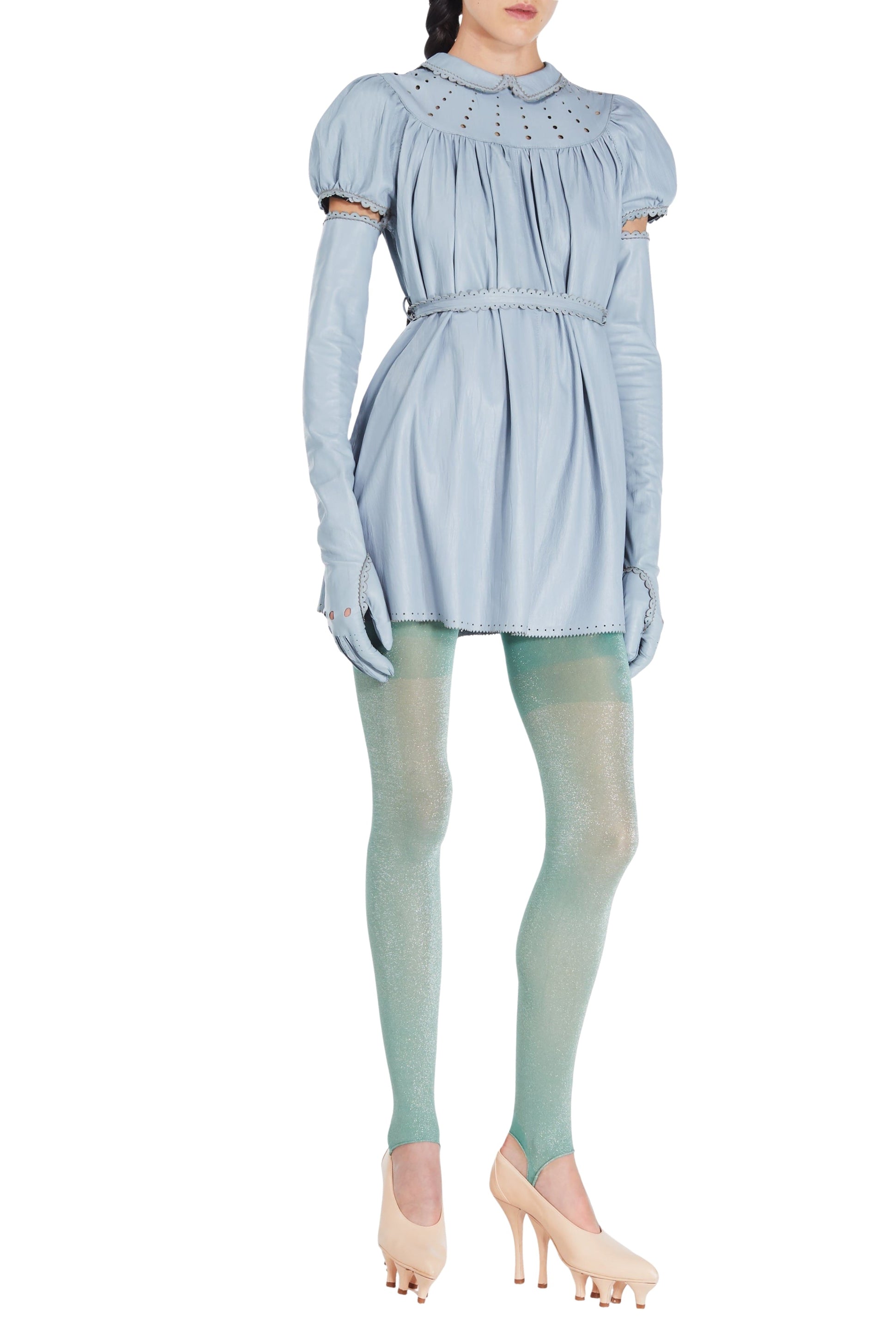 Robe courte JPG x Lotta Volkova en cuir - Blue