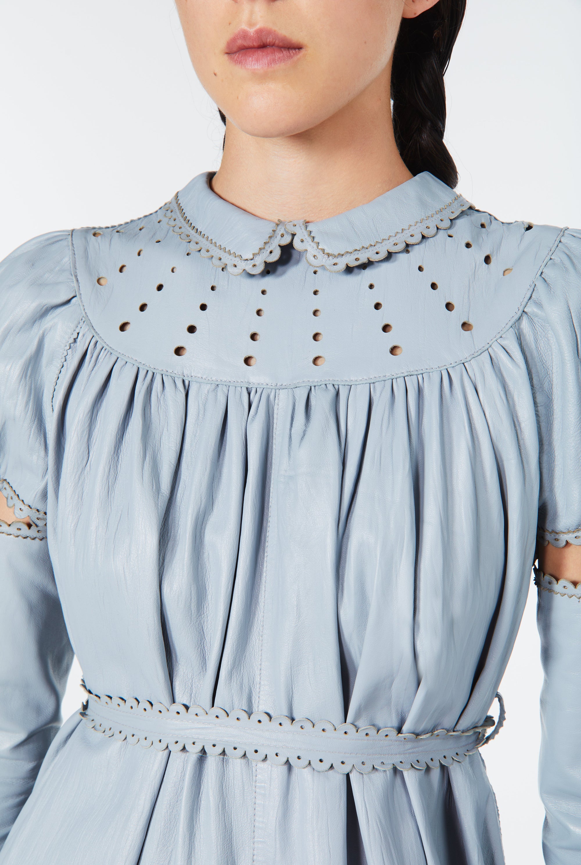 Robe courte JPG x Lotta Volkova en cuir - Blue
