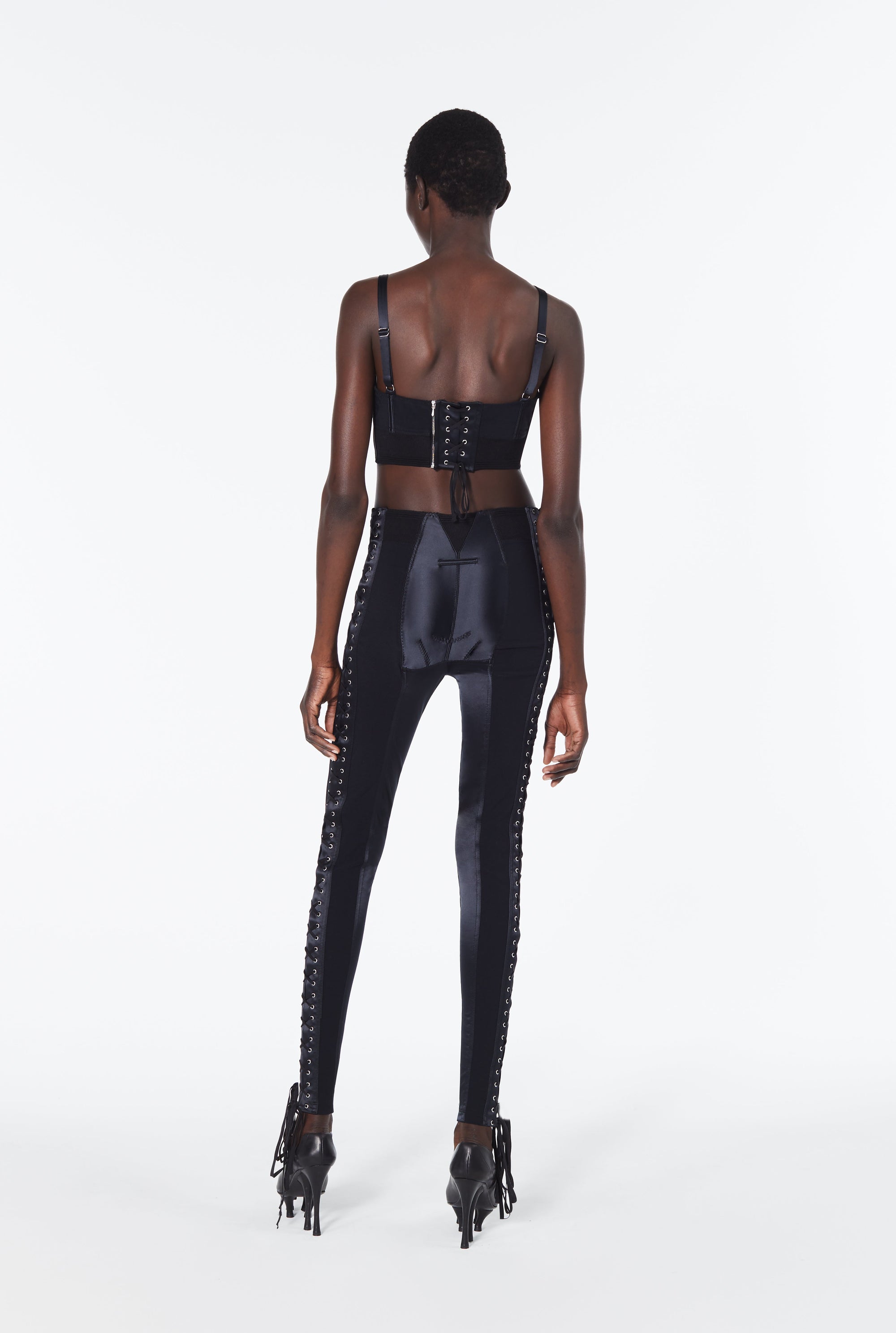 Brassière JPG x Lotta Volkova en satin - Black