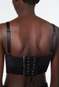 Brassière JPG x Lotta Volkova en satin - Black