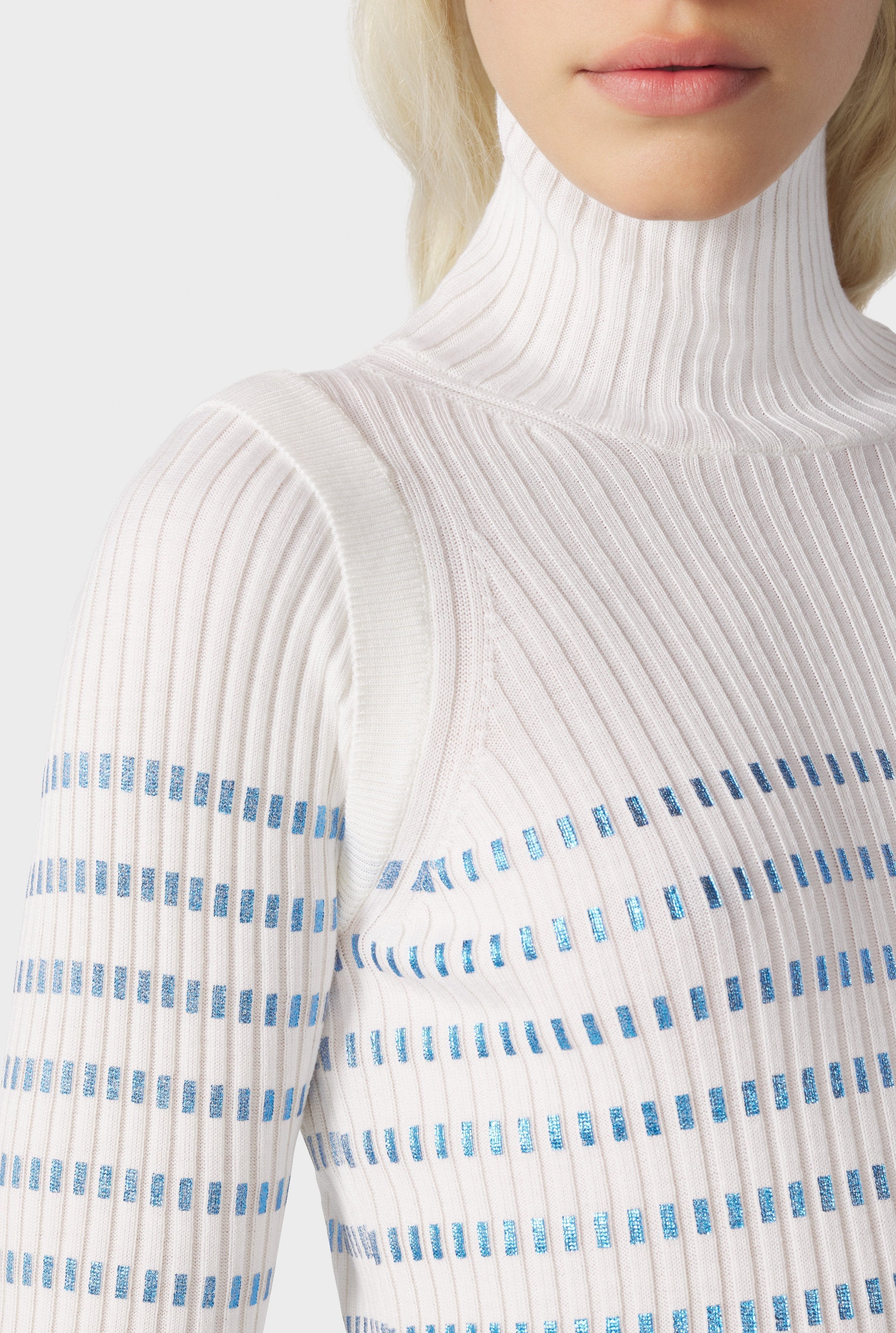 Pull Cyber marinière en laine - White & Navy