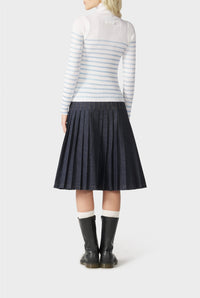 Pull Cyber marinière en laine - White & Navy