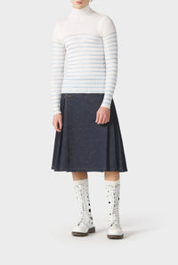 Pull Cyber marinière en laine - White & Navy