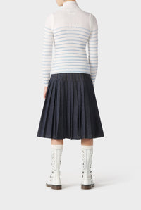 Pull Cyber marinière en laine - White & Navy