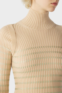 Pull Cyber marinière en laine - Beige & Green