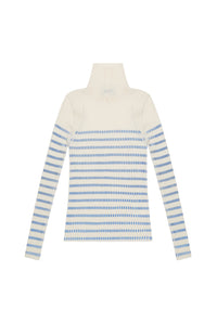 Pull Cyber marinière en laine - White & Navy