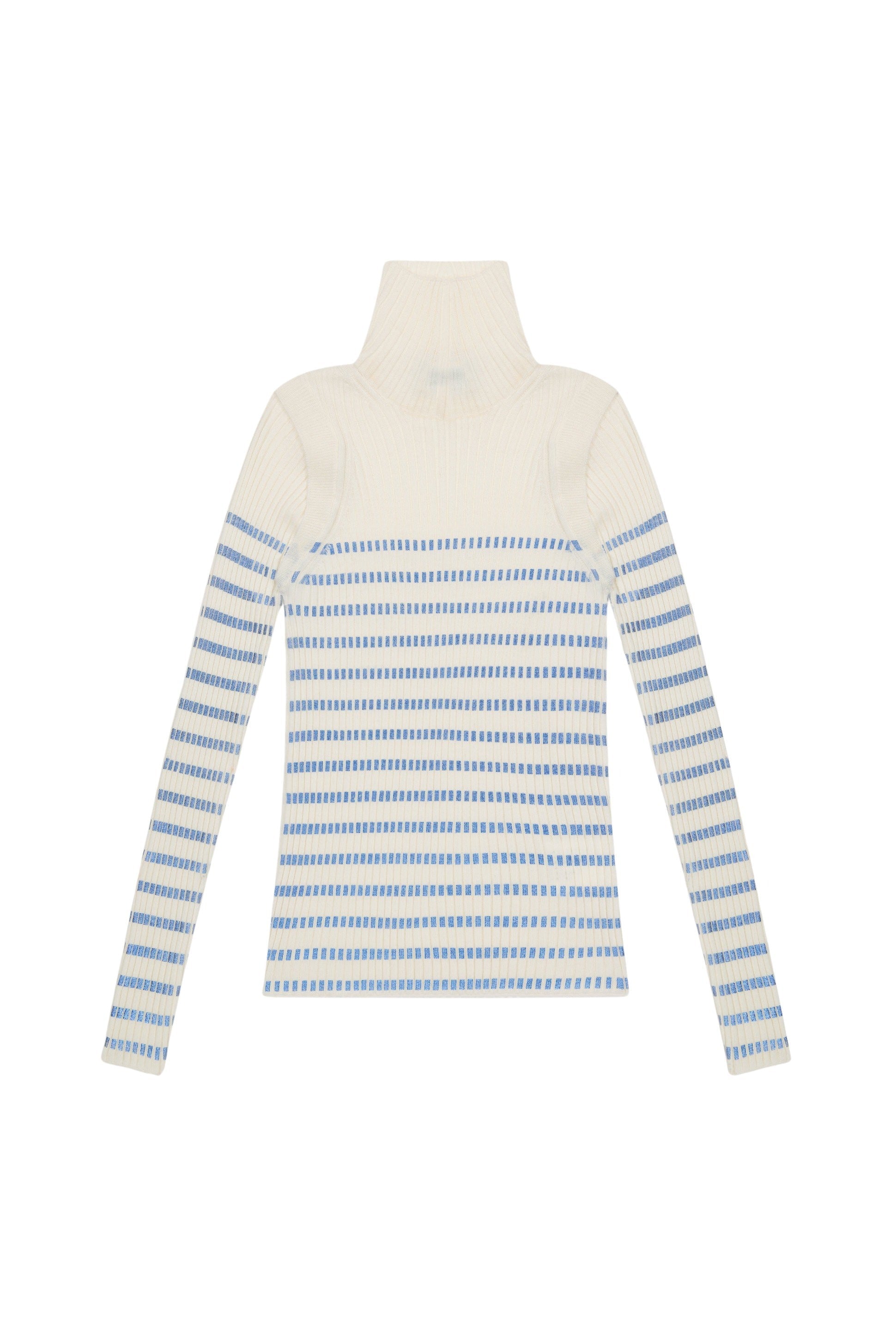 Pull Cyber marinière en laine - White & Navy