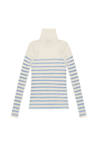 Pull unisexe Cyber marinière en laine - White & Navy