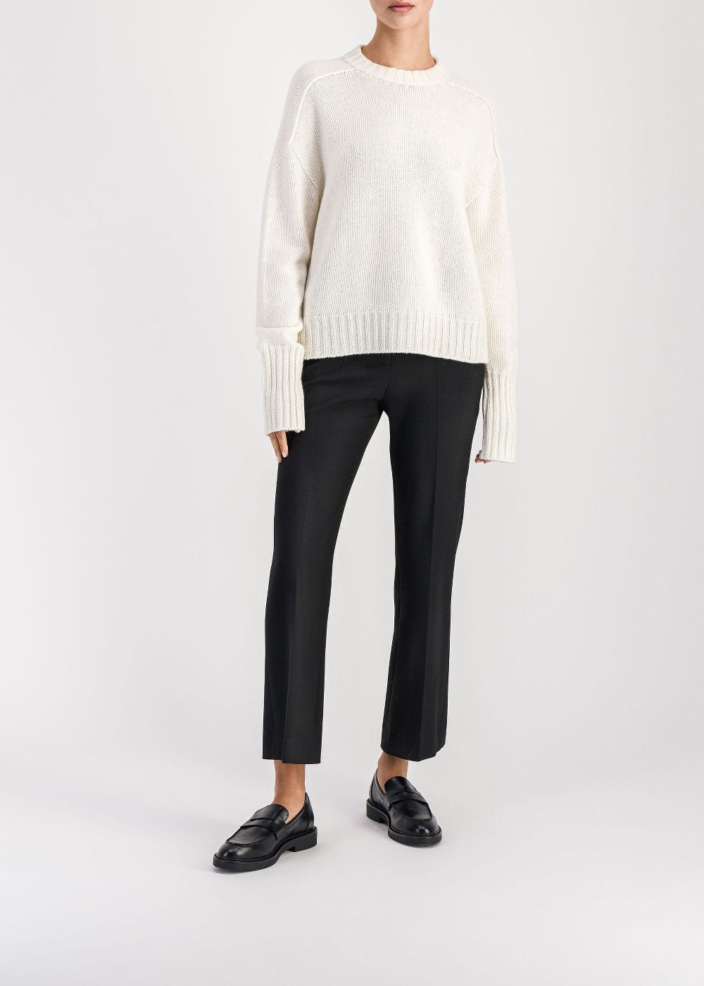 Pull col rond en laine - Blanc Cassé