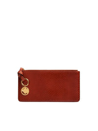Portefeuille plat zippé Alphabet en cuir - Chestnut Brown