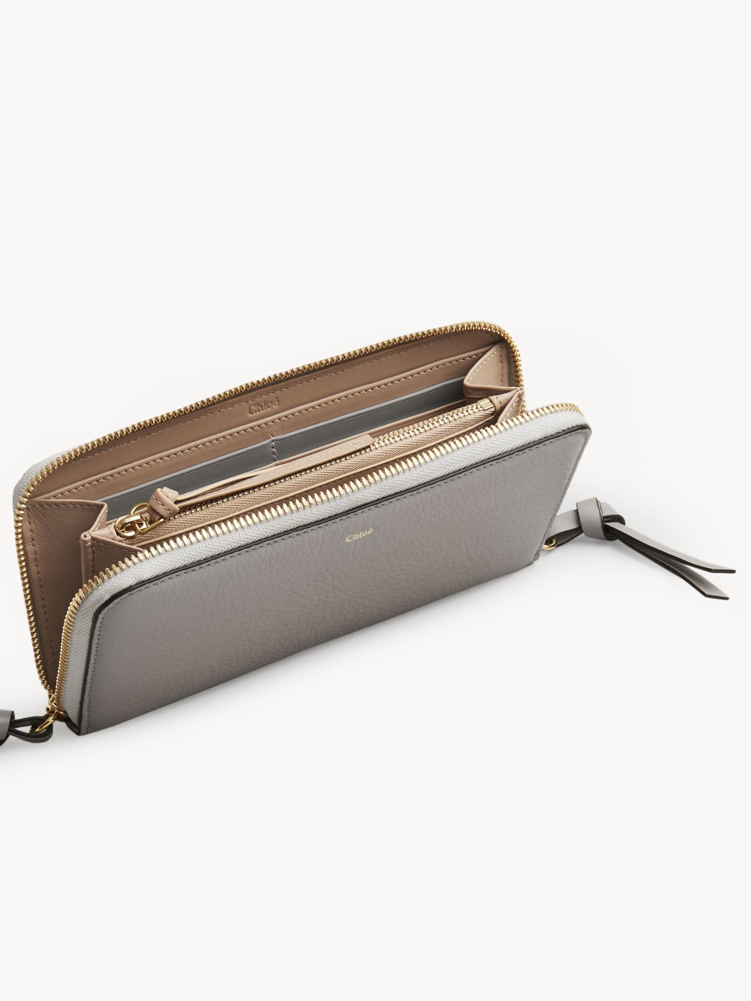 Portefeuille long Alphabet en cuir - Cashmere Grey