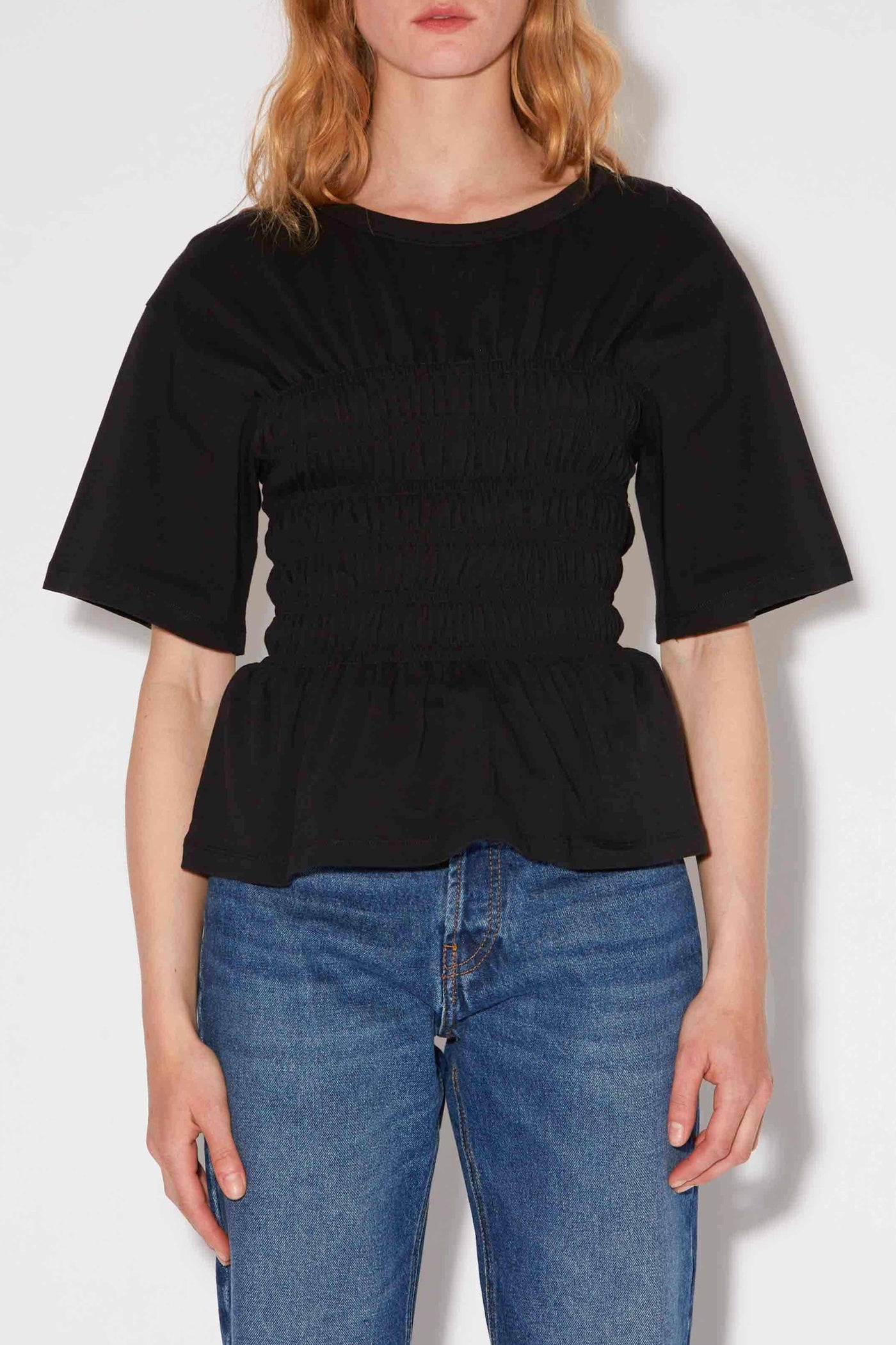 T-shirt smocké May ajusté - Charbon