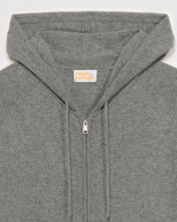 Pull à capuche zippé basique en cachemire - Gris Chiné Foncé