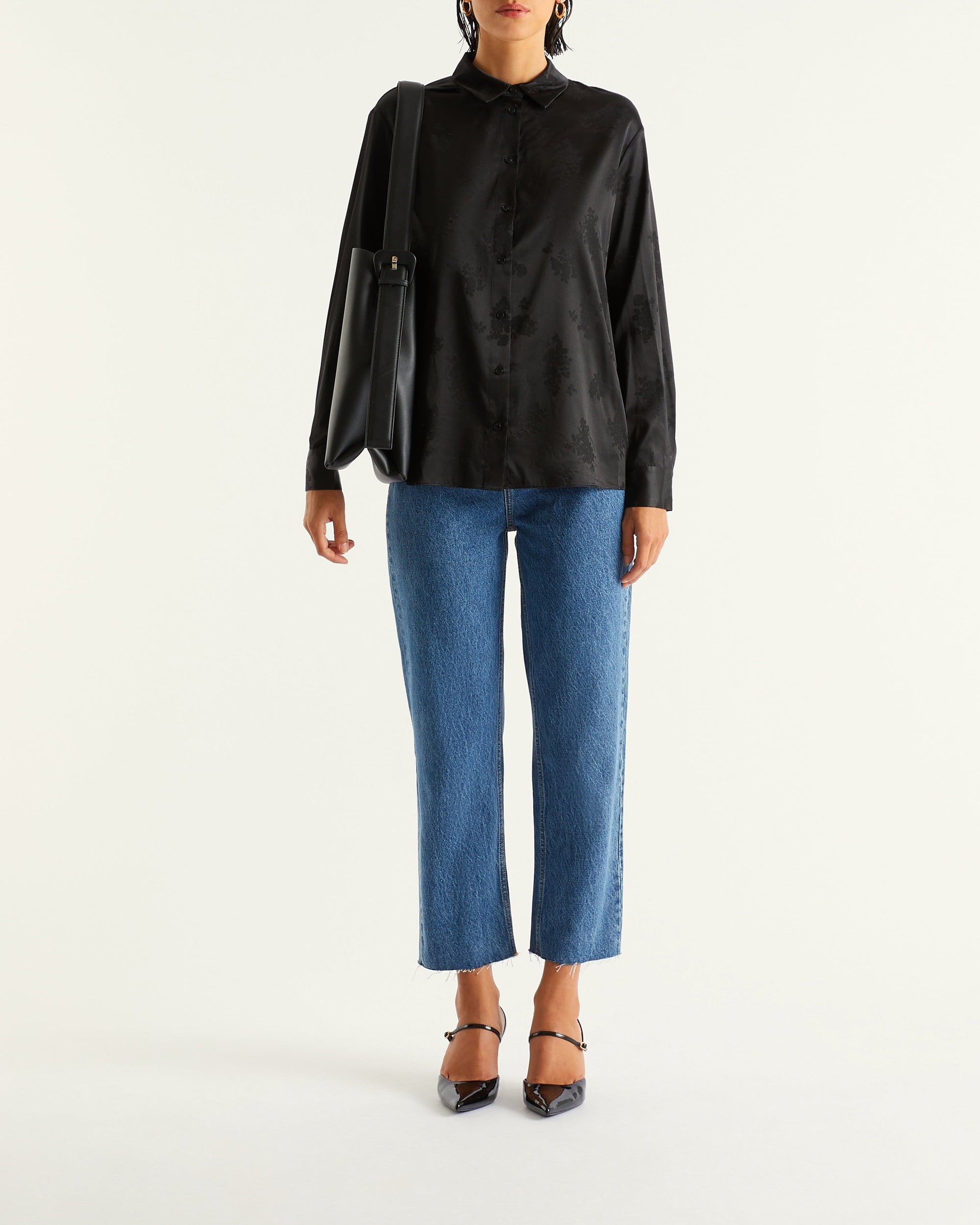 Chemise Suzanna en soie - Black Jacquard