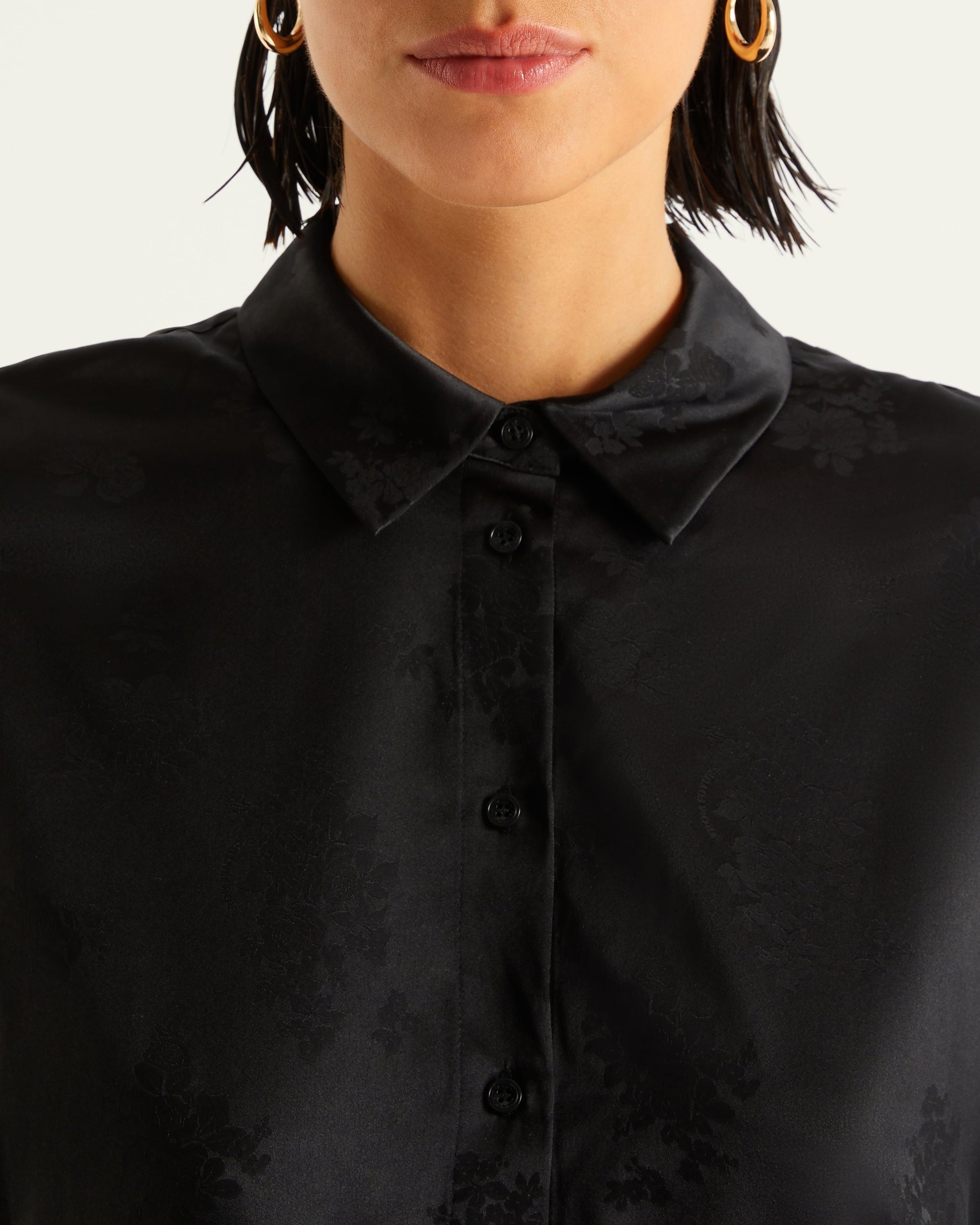 Chemise Suzanna en soie - Black Jacquard