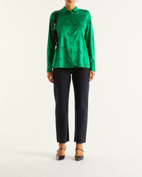 Chemise Suzanna en soie - Green Jacquard
