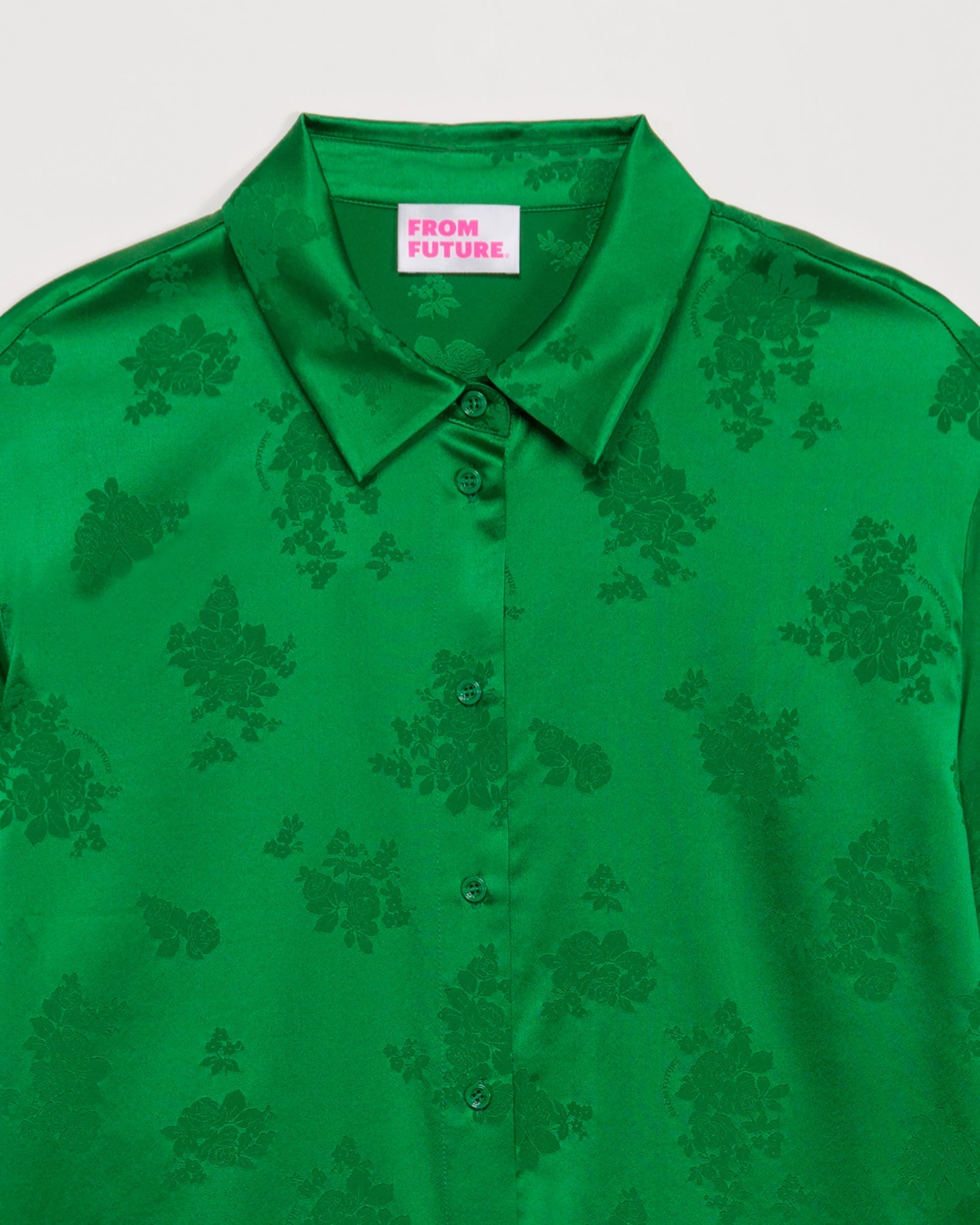 Chemise Suzanna en soie - Green Jacquard