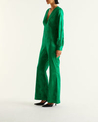 Combinaison Abie en soie - Vert Jacquard