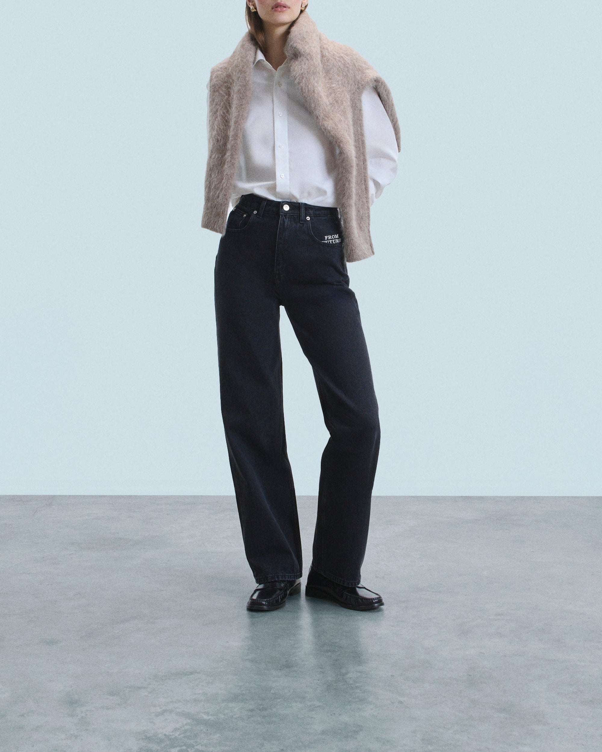 Pantalon droit Jamie en denim - Noir