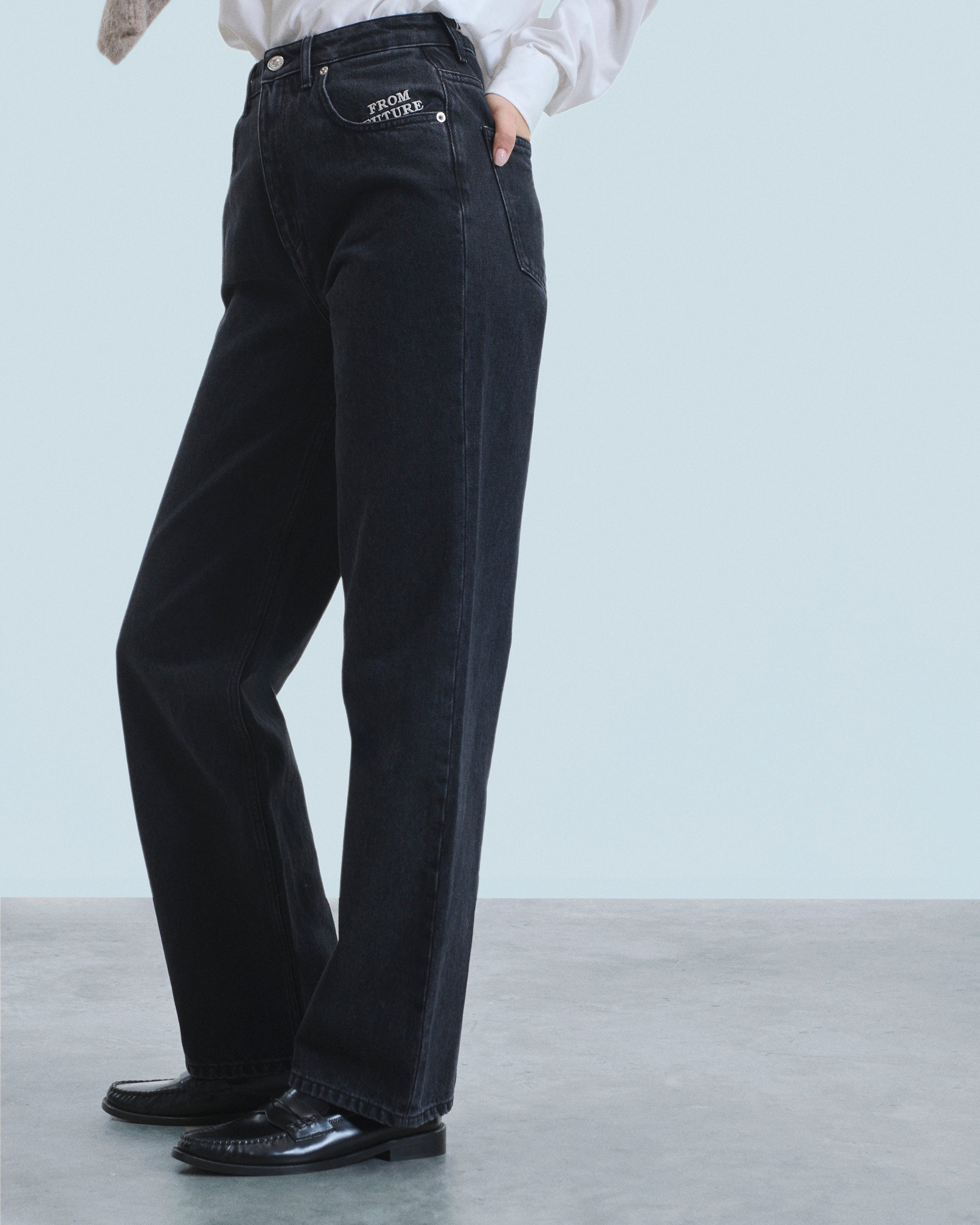 Pantalon droit Jamie en denim - Noir