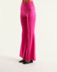 Milla wide-leg silk trousers - Pink Jacquard
