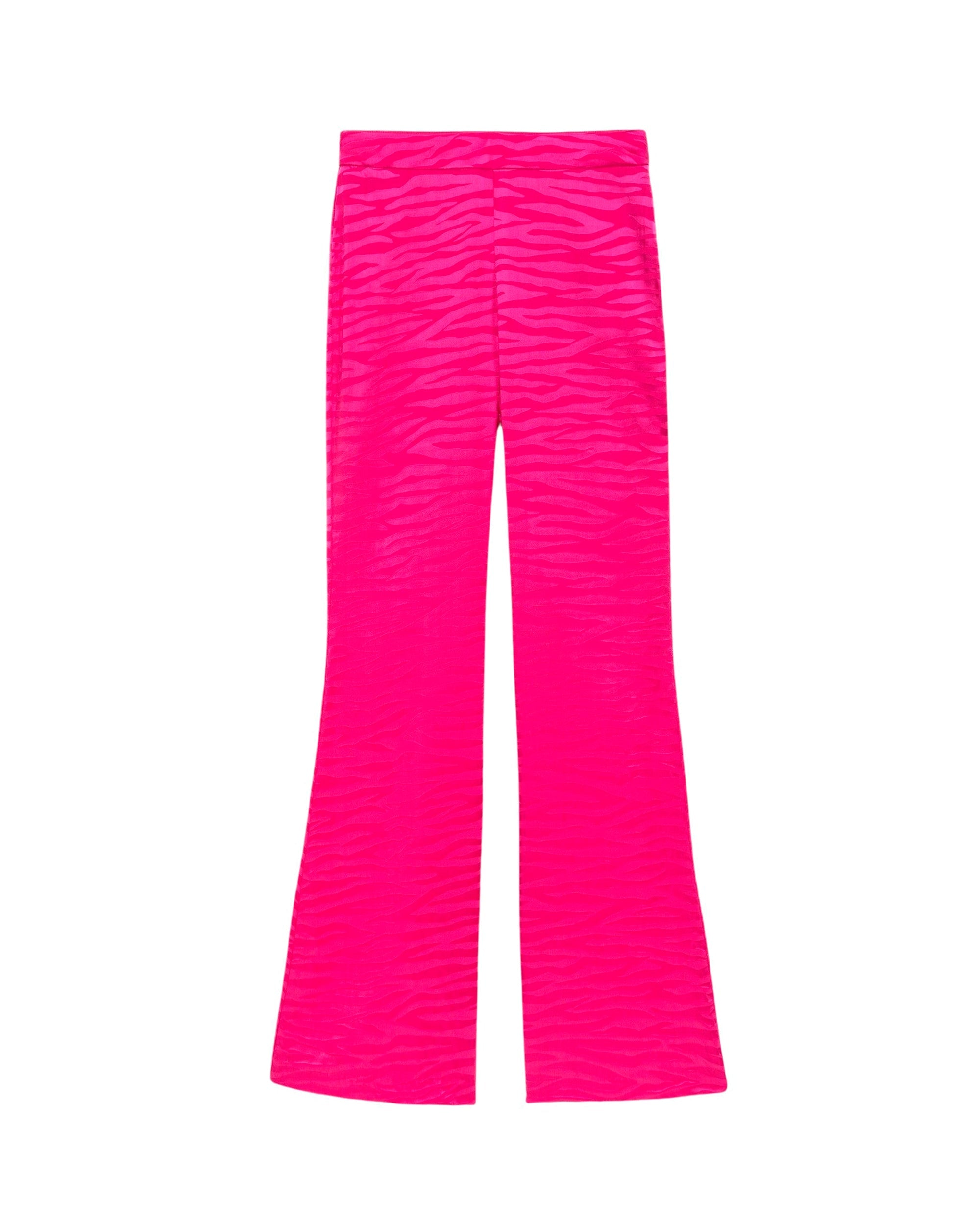 Milla wide-leg silk trousers - Pink Jacquard