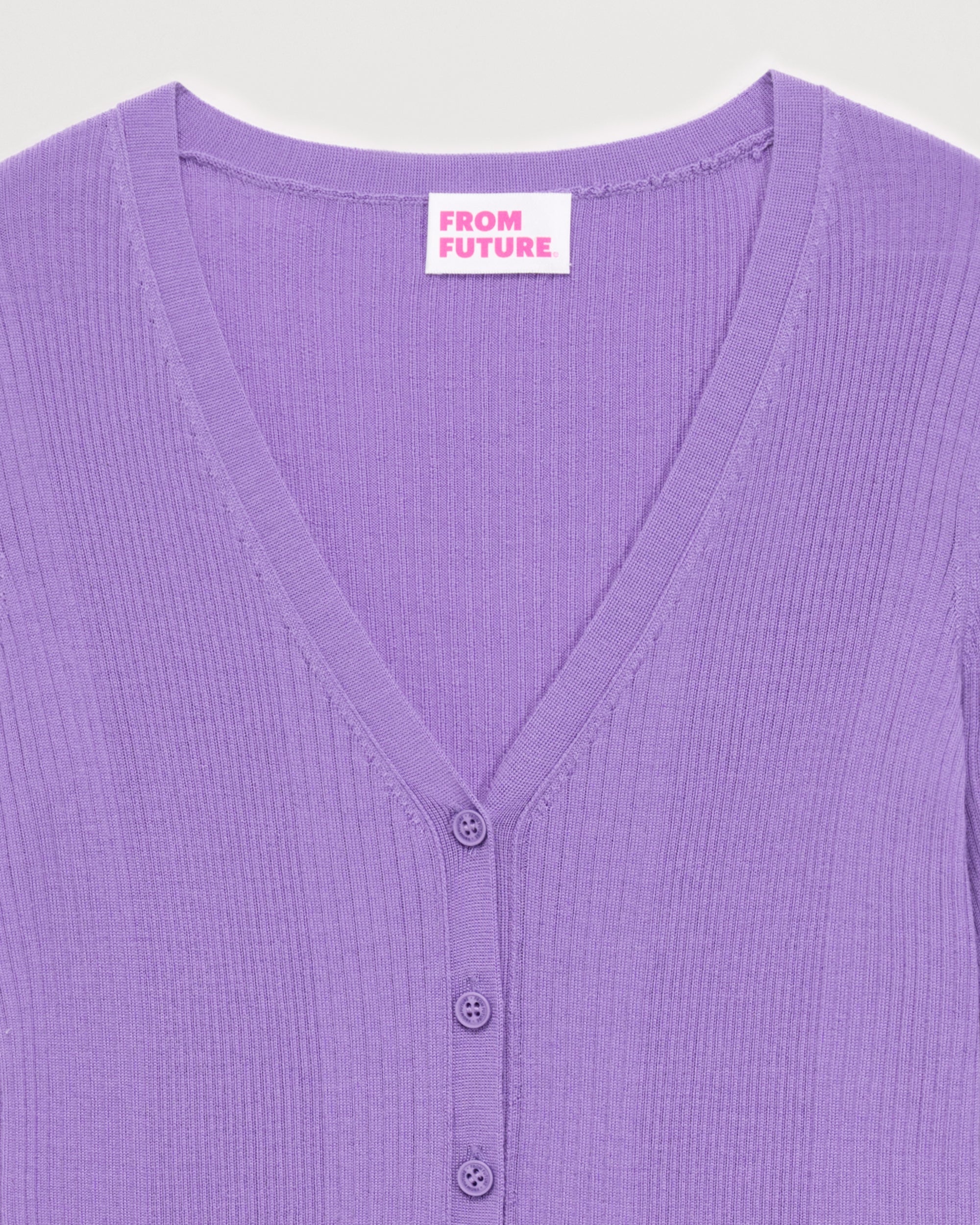 POWER PURPLE / DJV / QTY : 0 / Pull Cardigan À Côtes - Power Purple