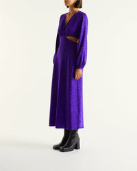 Robe longue Alma en soie - Purple Jacquard