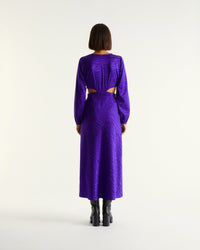 Robe longue Alma en soie - Purple Jacquard