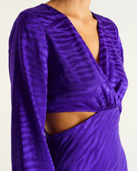 Robe longue Alma en soie - Purple Jacquard