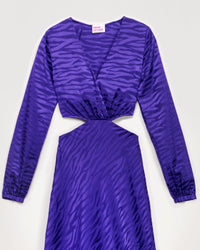 Robe longue Alma en soie - Purple Jacquard