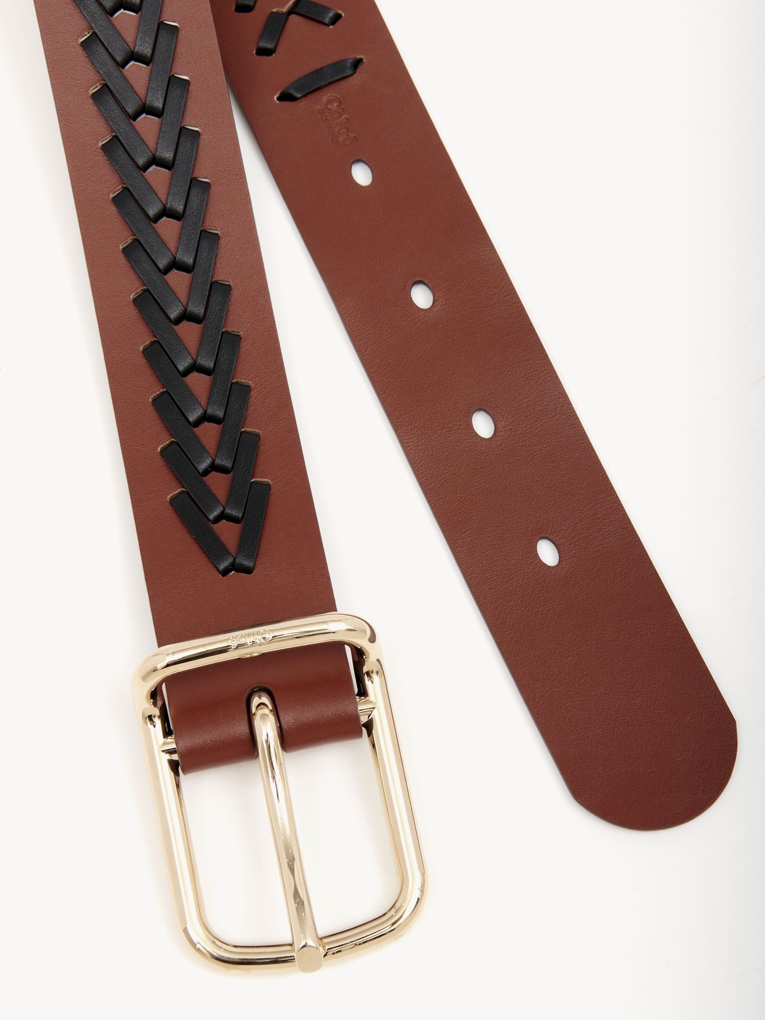 Ceinture large Micah en cuir - Marron noir