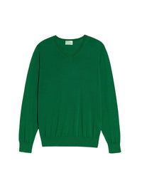 Pull à col V en cachemire - Jungle Green