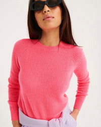 Col Rond Maille Perlée Court Light  - Jaune Fluo