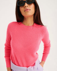Col Rond Maille Perlée Court Light  - Jaune Fluo