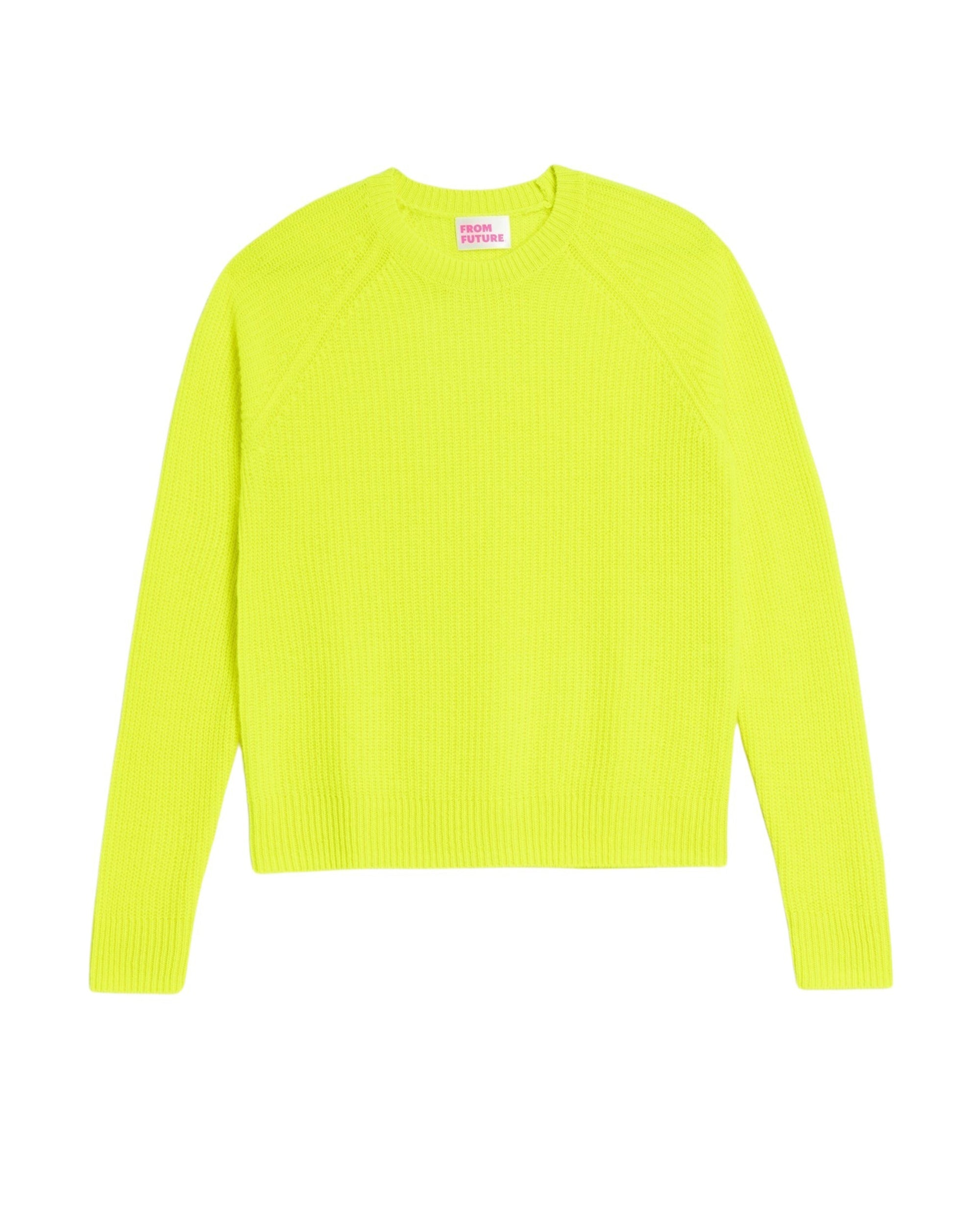 Col Rond Maille Perlée Court Light  - Jaune Fluo
