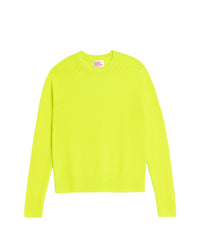 Pull à col rond court maille perlée en cachemire - Jaune Fluo