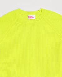 JAUNE FLUO / NEW / QTY : 1 / Col Rond Maille Perlée Court Light - Jaune Fluo