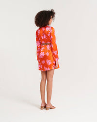 Lolly short dress in silk - Big Bouquet