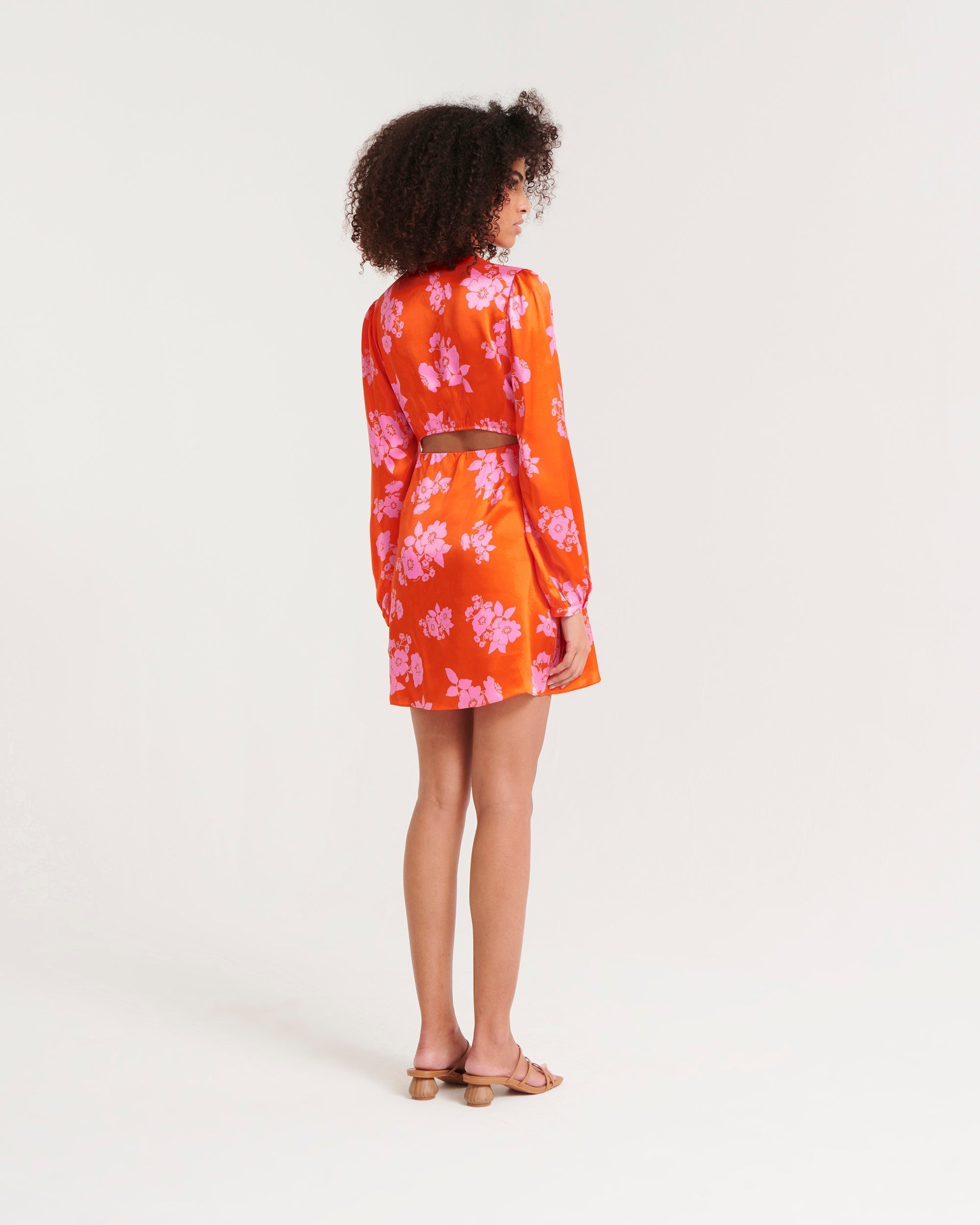Lolly short dress in silk - Big Bouquet