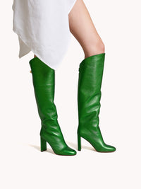 8qty NEW / Bottes Adriana 90 en cuir Nappa métallisé - Green