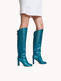 5qty NEW / Bottes Adriana 90 en cuir Nappa métallisé - Blue