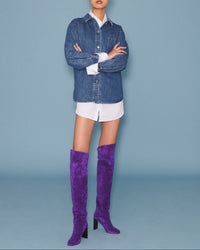 6qty NEW / Cuissardes Marylin 90 en cuir suédé - Purple