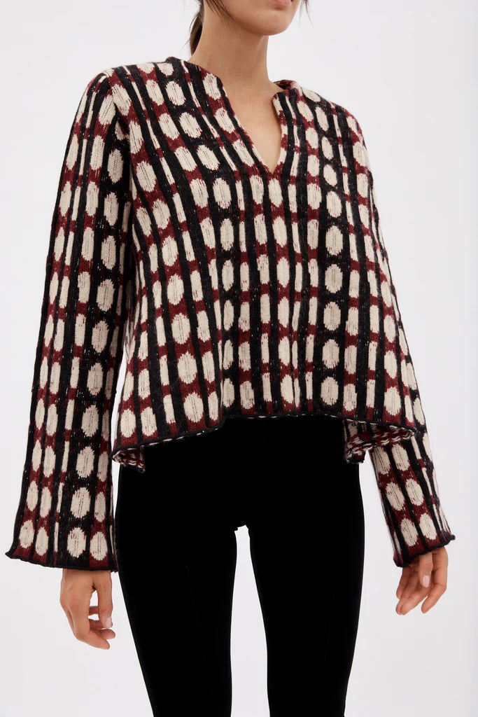 Willow sweater in cashmere - Burgundy Multi