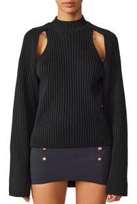 Pull Cyber à manches longues en laine - Black
