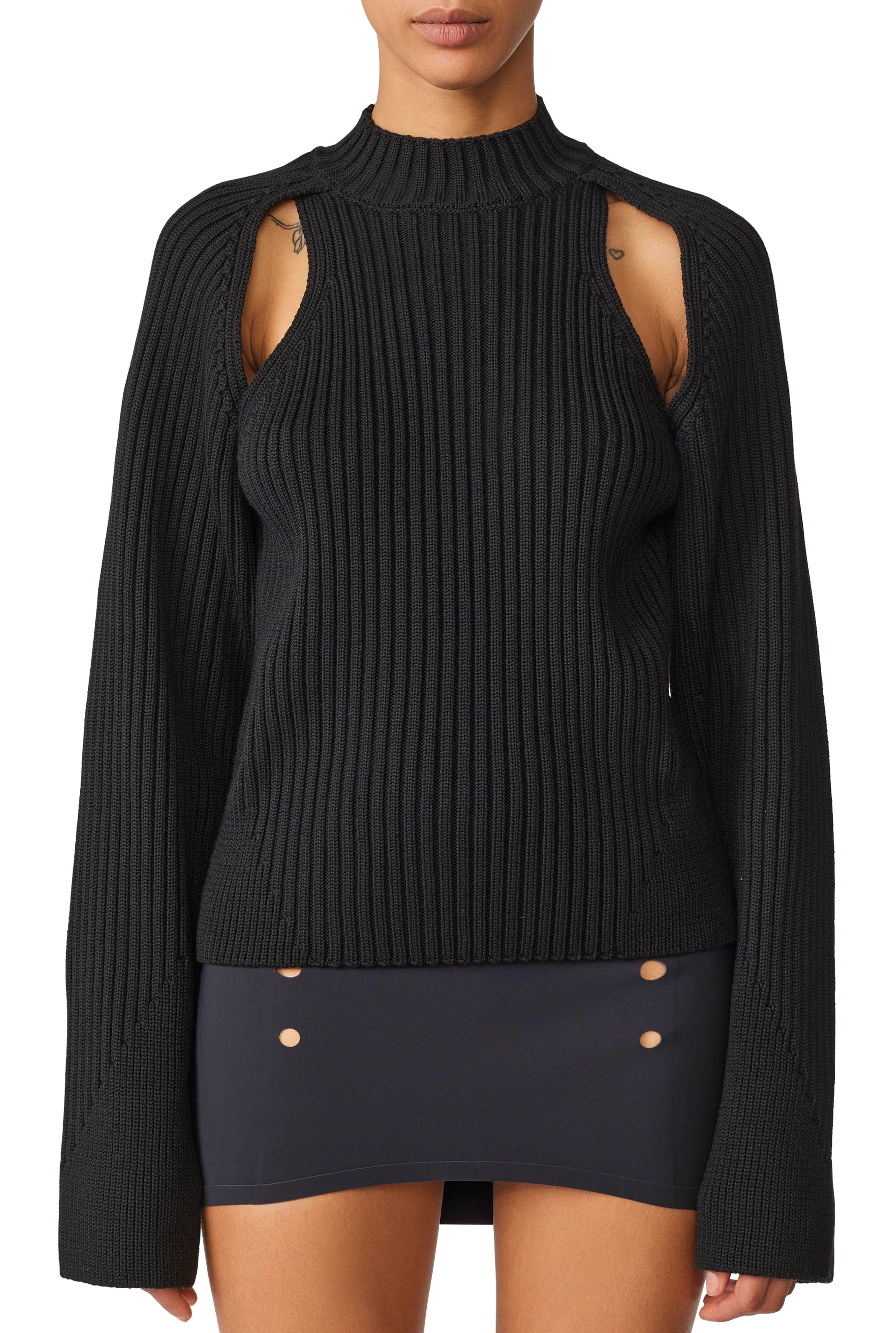 Pull Cyber à manches longues en laine - Black