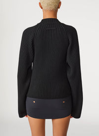 Pull Cyber à manches longues en laine - Black