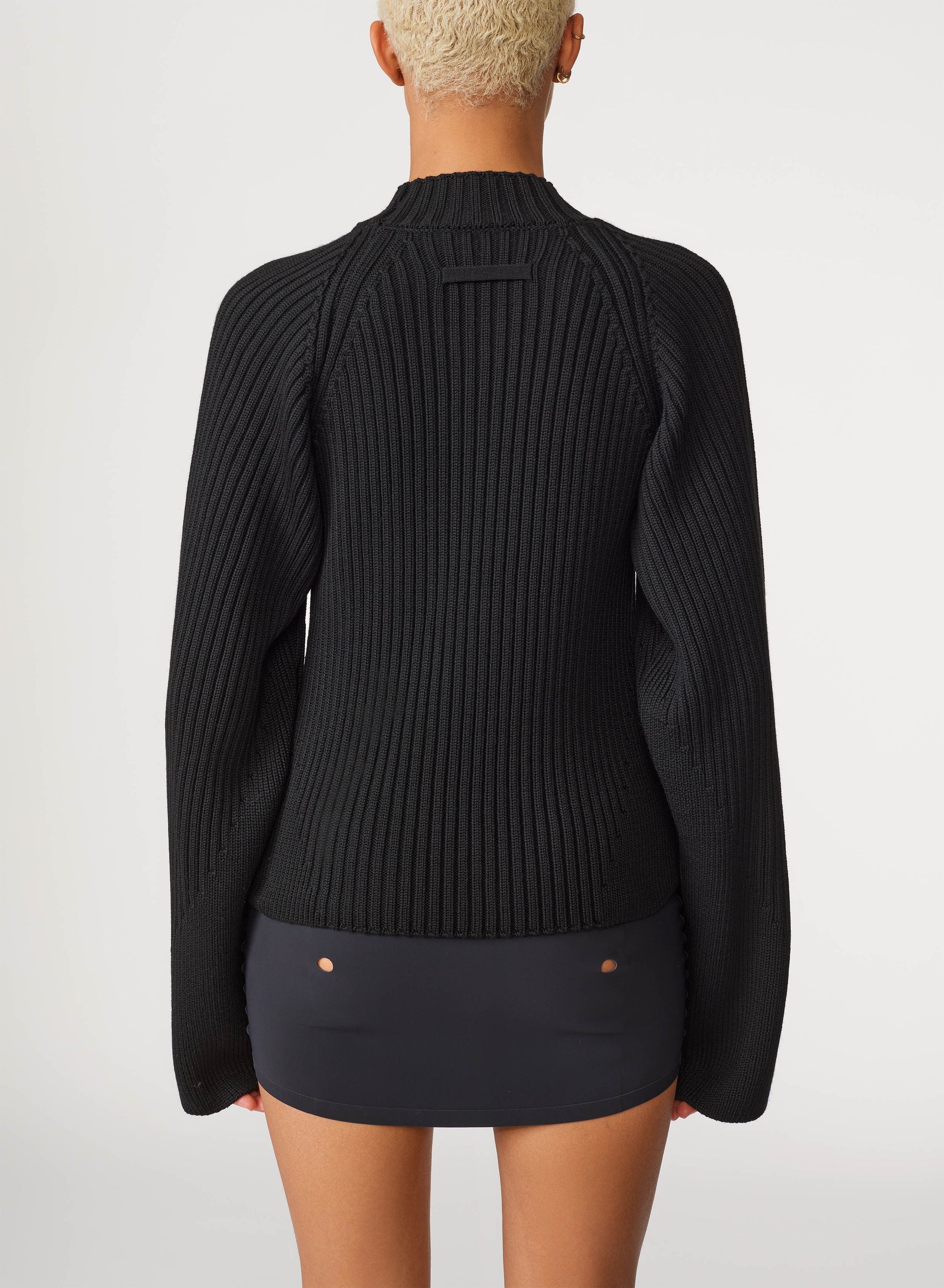 Pull Cyber à manches longues en laine - Black