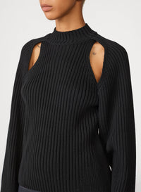 Pull Cyber à manches longues en laine - Black